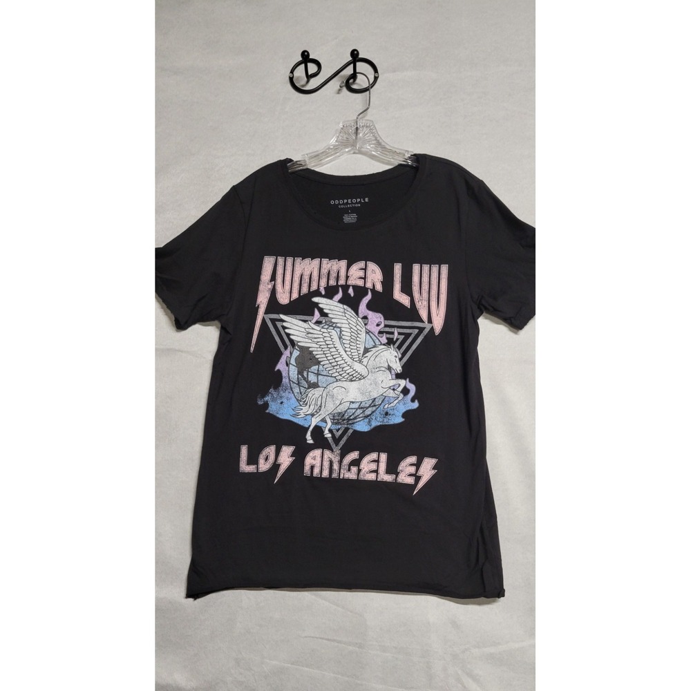 Odd People Black Ss With Summer Luv Pegasus Print Tshirt Size L
